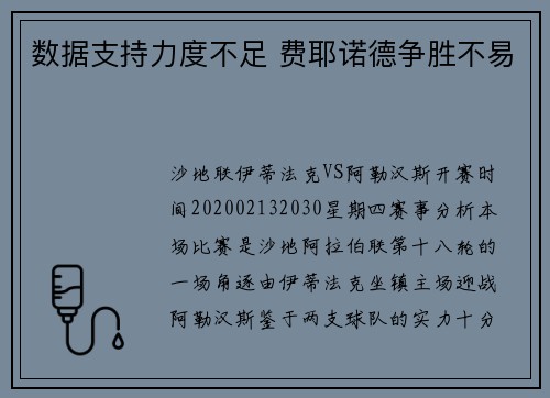 数据支持力度不足 费耶诺德争胜不易